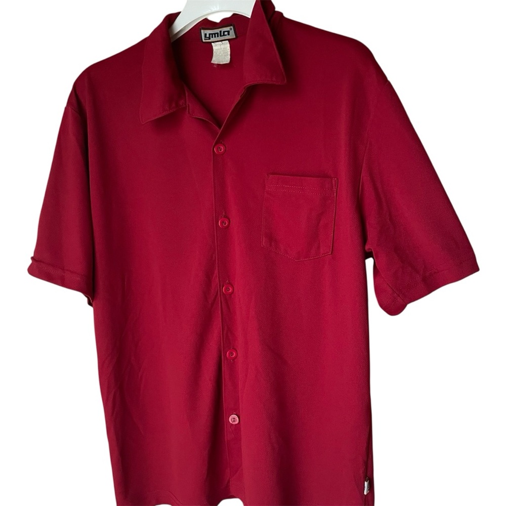 YMLA Vintage Red Short Sleeve Button Up Shirt, M